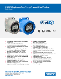 Thumbnail of document Data Sheet - PD6820 Explosion-Proof Loop-Powered Flow Rate/Totalizer